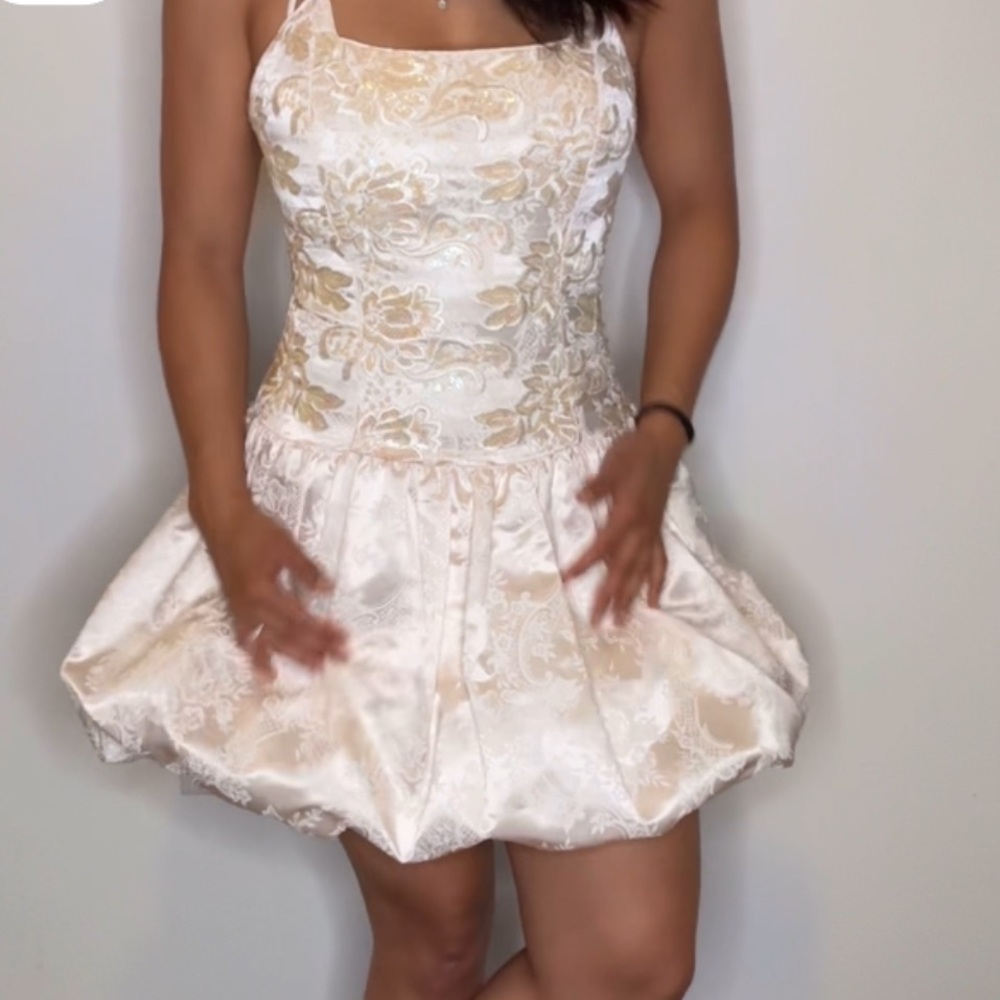 VINTAGE 1993 Jessica McClintock for Gunne Sax Sequin Dress with jacquard skirt - Picture 3 of 3